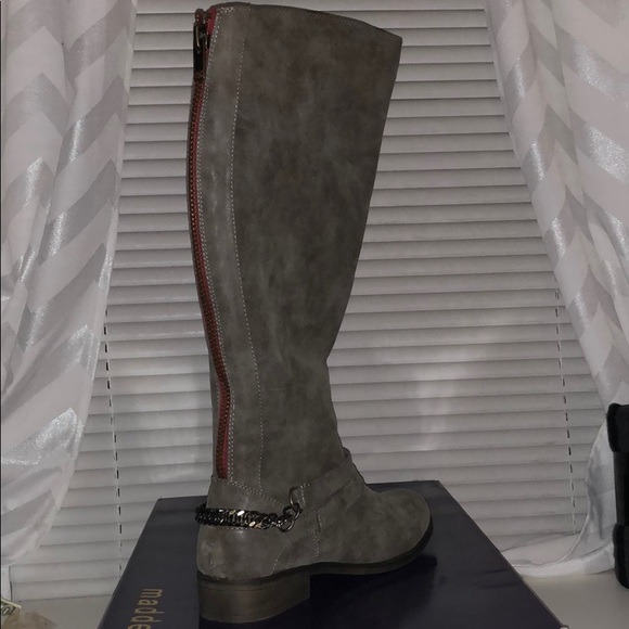 BRAND NEW Wide Calf Steve Madden Gray Suede Boots
